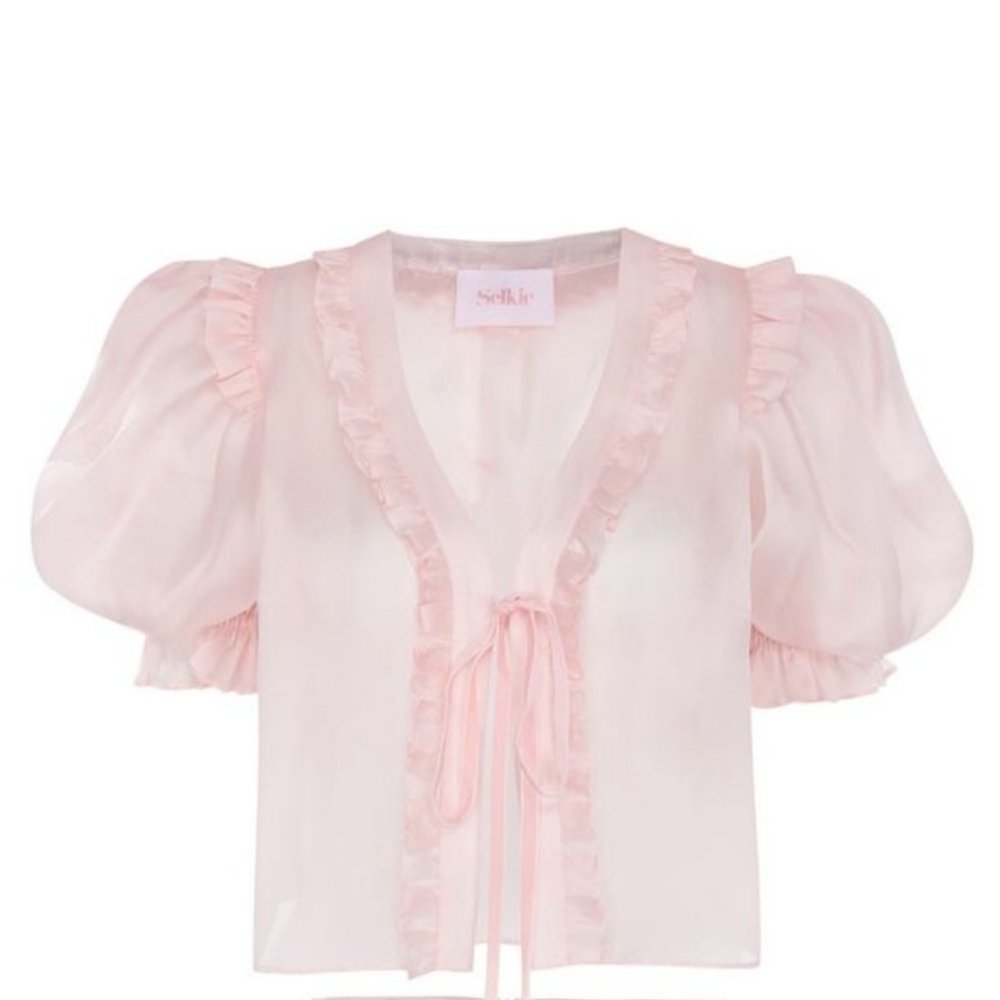 Selkie The Silk Satin Paper Doll Blouse Peach - Picture 7 of 16